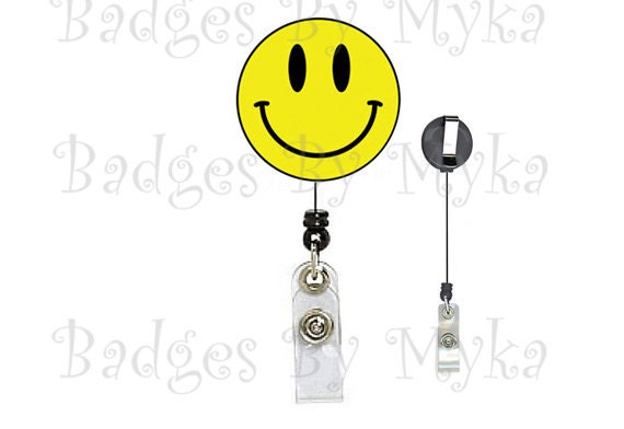 Retractable ID Badge Holder -Smiley Face