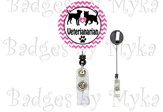 Retractable ID Badge Holder -Veterinarian