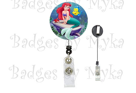 Retractable ID Badge Holder -Little Mermaid (Arial)