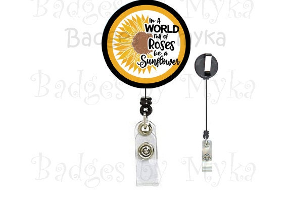 Retractable ID Badge Holder - Sunflowers