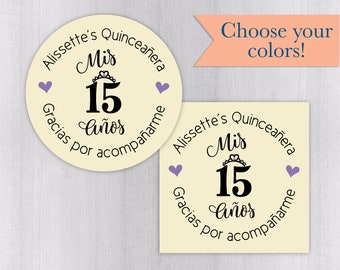 Quincea/ñera Labels #027-SS Mis Quince Stickers Multicolor Labels//Stickers