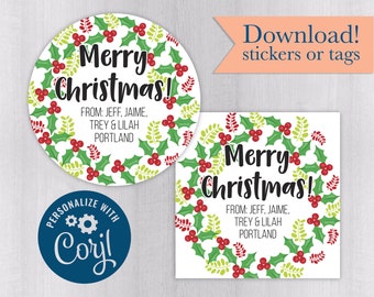christmas labels etsy