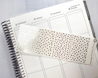 #909-009-003-CF Foiled Header Planner Stickers Divider Stickers for ECLP Confetti Dot Foil Color On Clear Transparent Stickers
