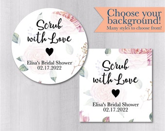 Shower Stickers Sugar Scrub Bridal Shower Wedding Favor Stickers #251-KR Baby Shower Favor Sticker