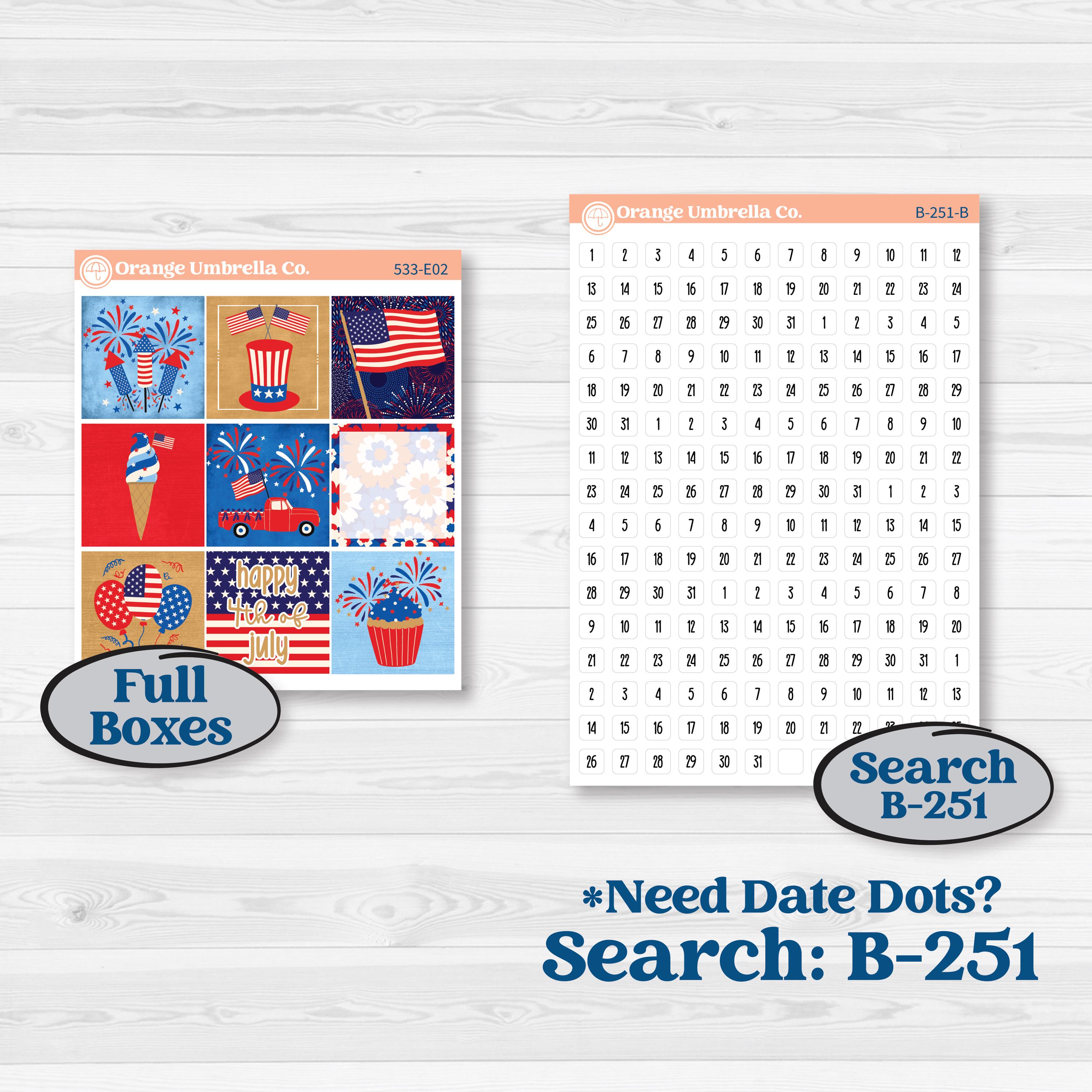 Fourth of July | Hobonichi Cousin Weekly + Daily Planner Kit Stickers ...