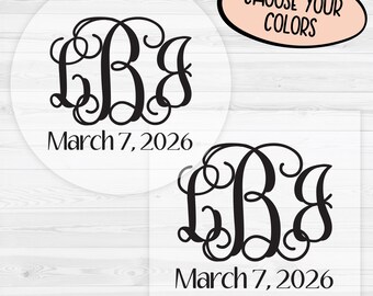 Monogrammed Wedding Stickers | Monogram Wedding Stickers | Wedding Stickers | 156-C