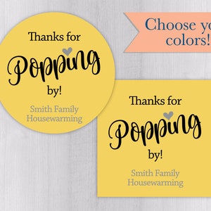 Thanks for Popping By! Popcorn Favor Party, Event, Housewarming | Wedding Stickers & Labels | 678-SS