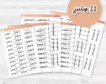 Dates of the Month Planner Stickers and Labels | F17 Script Clear Matte | B-766-771-BCM