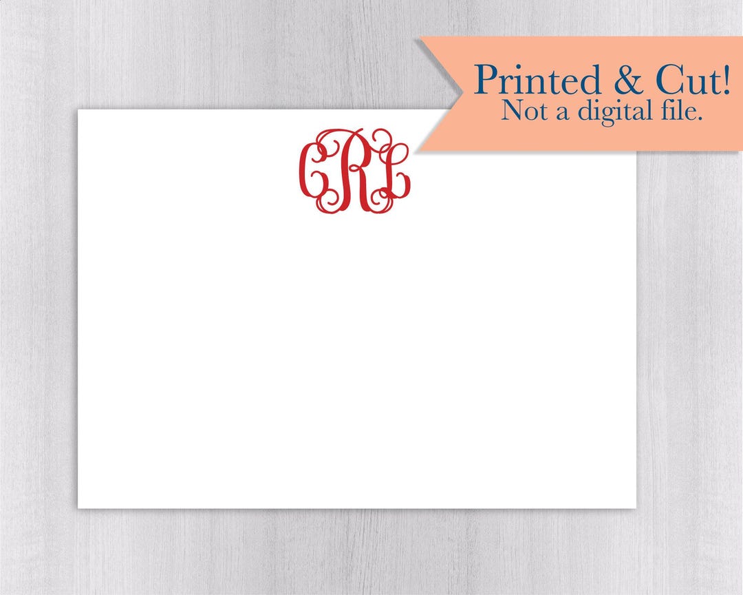 Monogrammed Note Cards - 24pk | Initialed Note Cards | Personalized ...