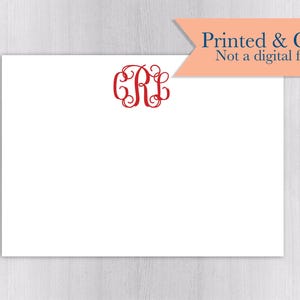 Monogrammed Note Cards - 24pk | Initialed Note Cards | Personalized Flat Note Cards | Printed without Envelopes  | NC-014