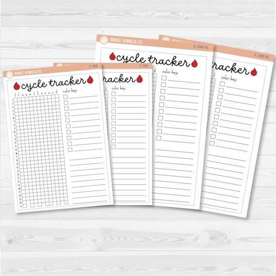 Cycle Tracker In Pixels| January start or July Start Full Page Dashboard | A5 & 7x9 Size Deco Planner Stickers | C-388-389