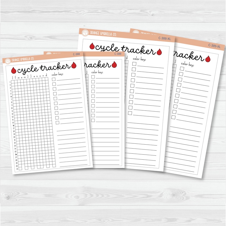 Suivi de cycle en pixels | Tableau de bord pleine page avec début en janvier ou juillet | Stickers décoratifs pour agenda, formats A5 et 7x9 | C-388-389 image 1
