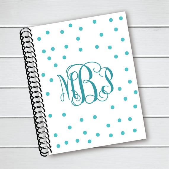 Personalized Notebook Polka Dot Monogram Coil Notebook Etsy