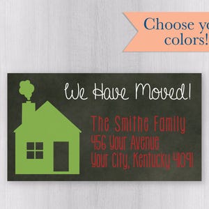 We Have Moved Stickers for Christmas Cards, Chalkboard Style We've Moved Address Labels, Return Address Stickers (#302-3-L-WH)