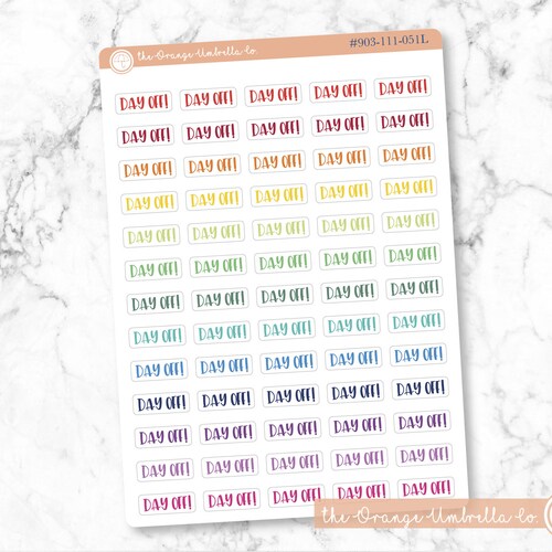 Day Off Script Planner Stickers and Labels | F1 | S-660 shops / 903-111-001L-WH
