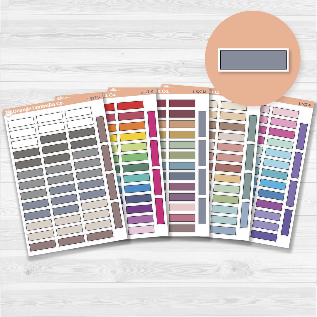 Solid Quarter Box Labels Planner Stickers | L-527 - Etsy
