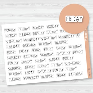 Days of the Week Planner Stickers | Script Weekday Headers | B-121