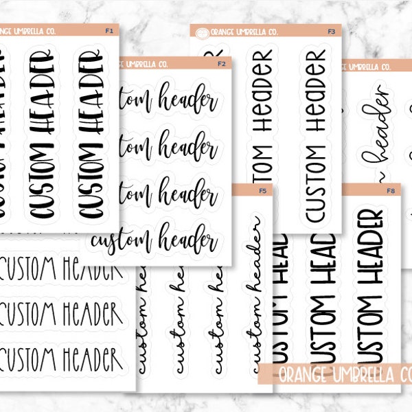 Custom Header Script Sticker | Choose Your Font | Planner Stickers ** 1 word/phrase per sheet*** | customheader