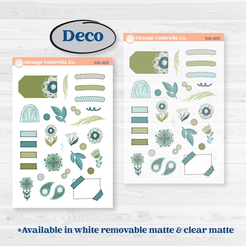 Soft Blue Florals Kit | Weekly Sticker Kit for Vertical Planners Like ...