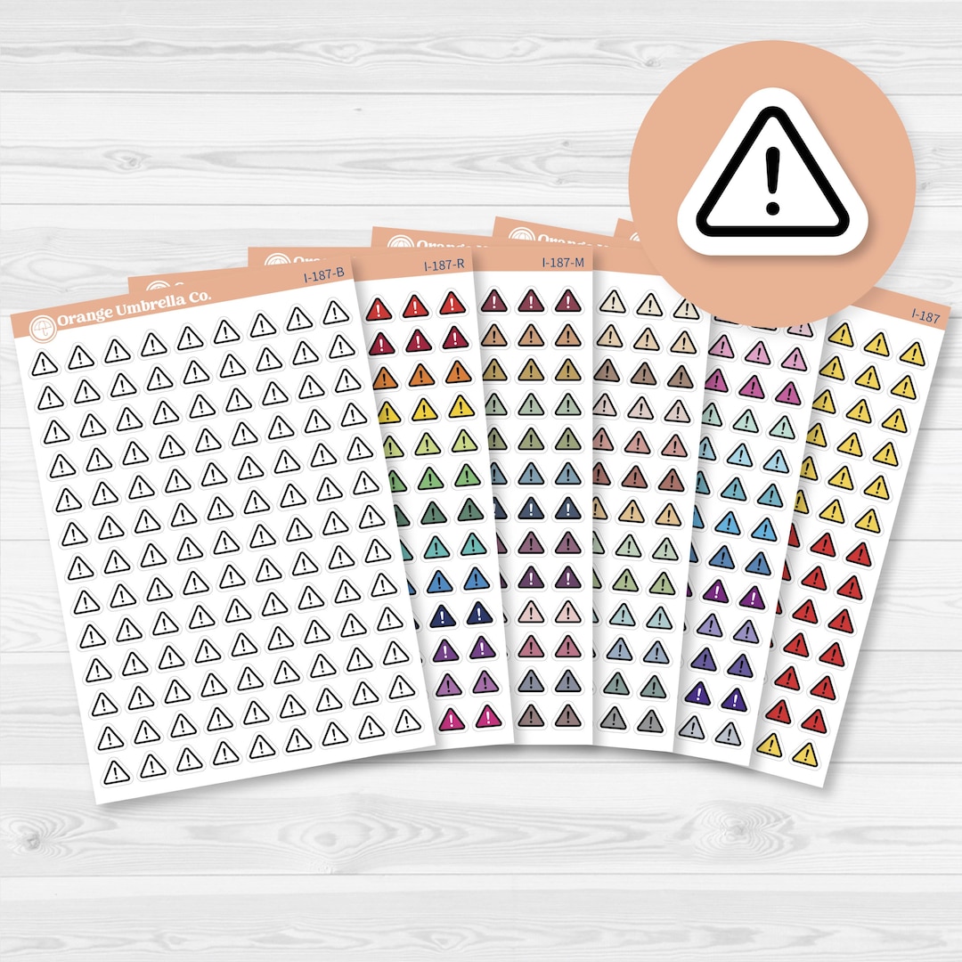 Warning Stickers | Alert Icon Planner Labels | Important Symbol ...