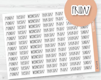 LIQUIDACIÓN / Pegatinas para planificador con encabezado de día de la semana / Impresión F12 / B-471-B