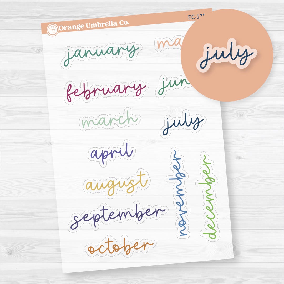 CLEARANCE | Month Name Planner Stickers - A5 Erin Condren | 2025-2026 ...