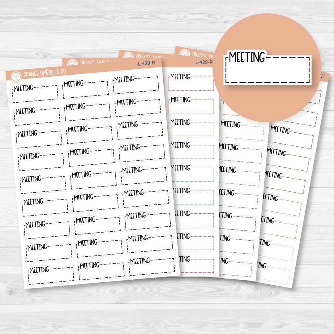 Meeting Stitched Quarter Box Planner Stickers | L-429 - Etsy