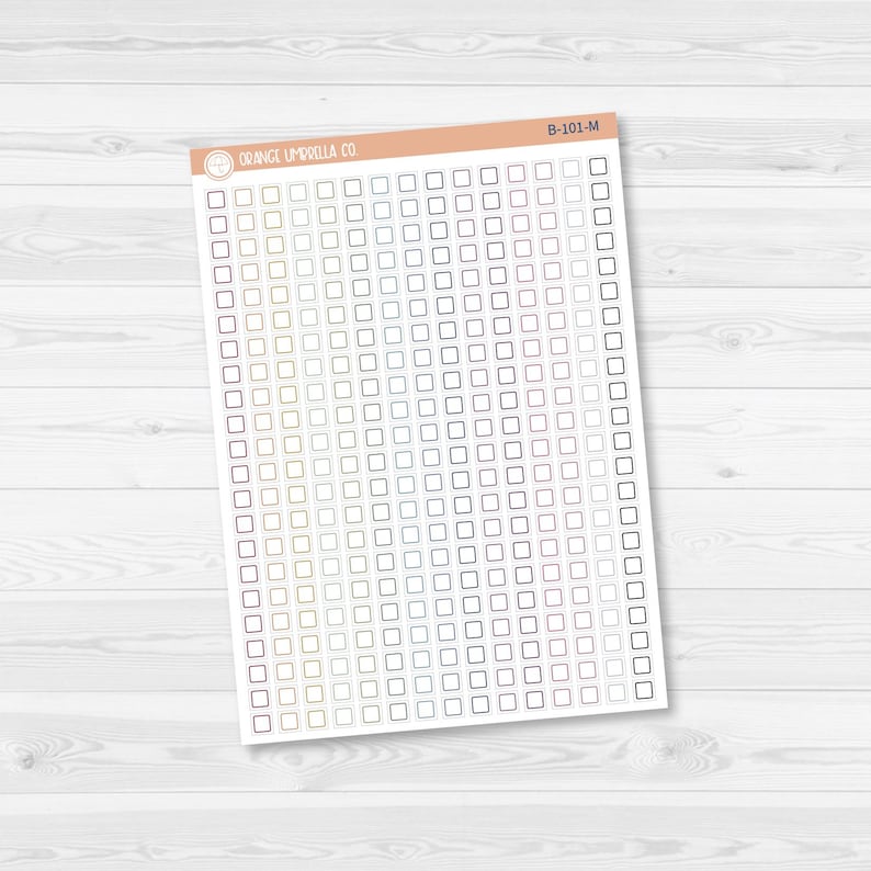 Checkbox - Individual Single Color Coding Planner Stickers | Square | B-101