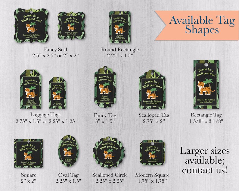 Thanks for a Wild Good Time Animal Jungle Safari Themed Birthday Party Hang Tags RR-170-2