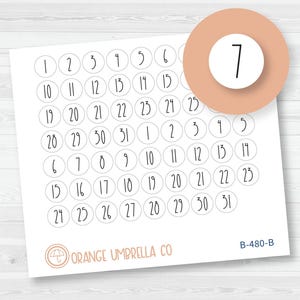 Date Dot Cover Planner Stickers | FC12 Script Circle | B-480-B