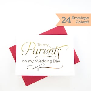 Gold Foiled To My Parents On My Wedding Day Cards, Silver Foiled Wedding Day Cards, Gold Foil Thank you Card (WC040-SR-F)