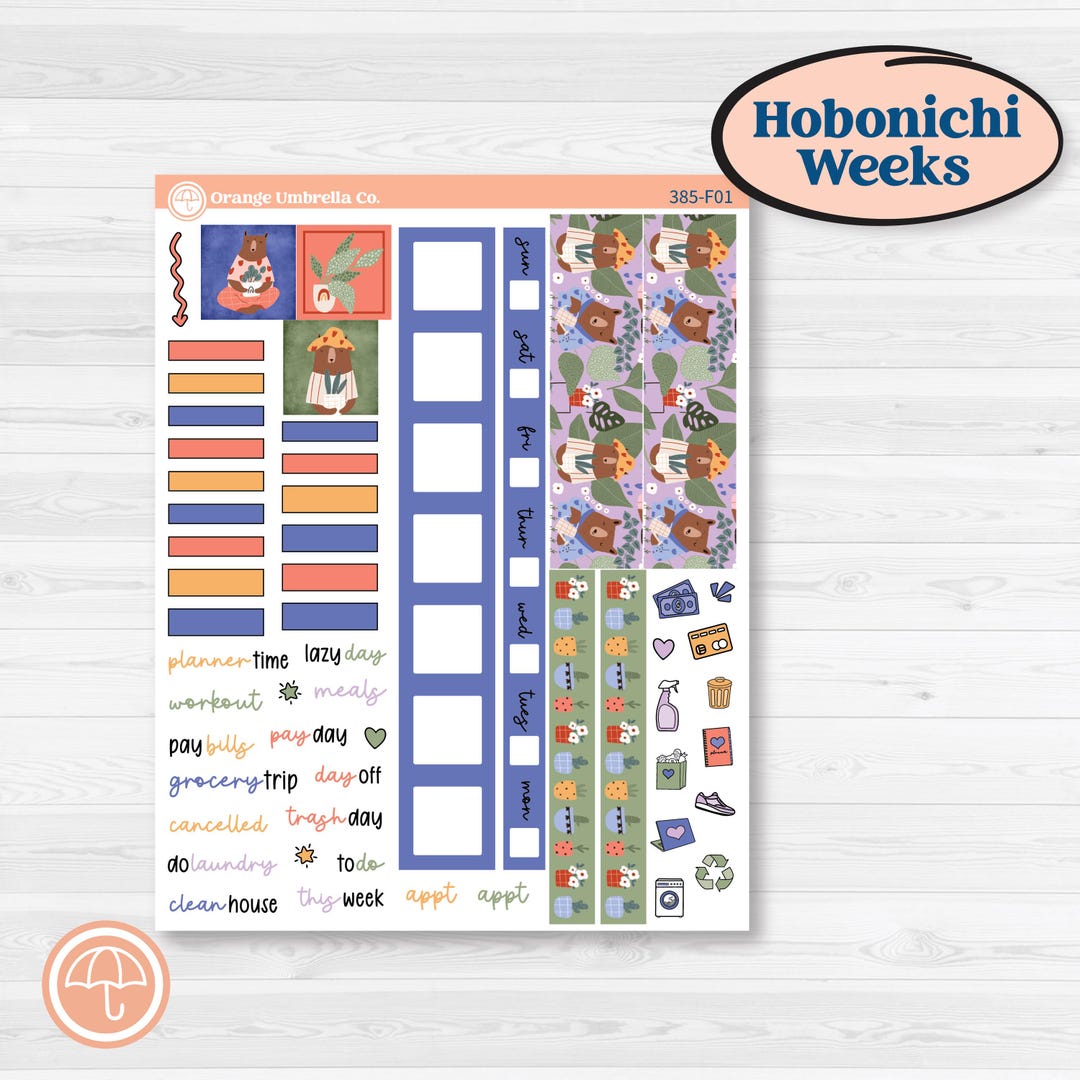 CLEARANCE | Bear and Plant Kit | Hobonichi Weeks Weekly Planner Kit ...