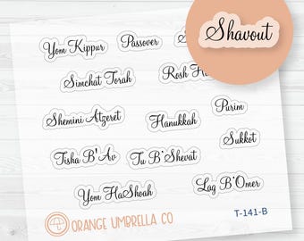Jewish Holiday Script Planner Stickers | F4 Clear Matte | T-141-BCM