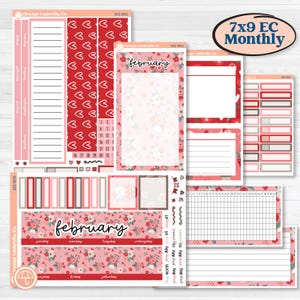 Valentine&#39;s Day Kit | 7x9 Erin Condren Life Planner Monthly & Dashboard Planner Kit Stickers | Special Delivery | KIT-365-W
