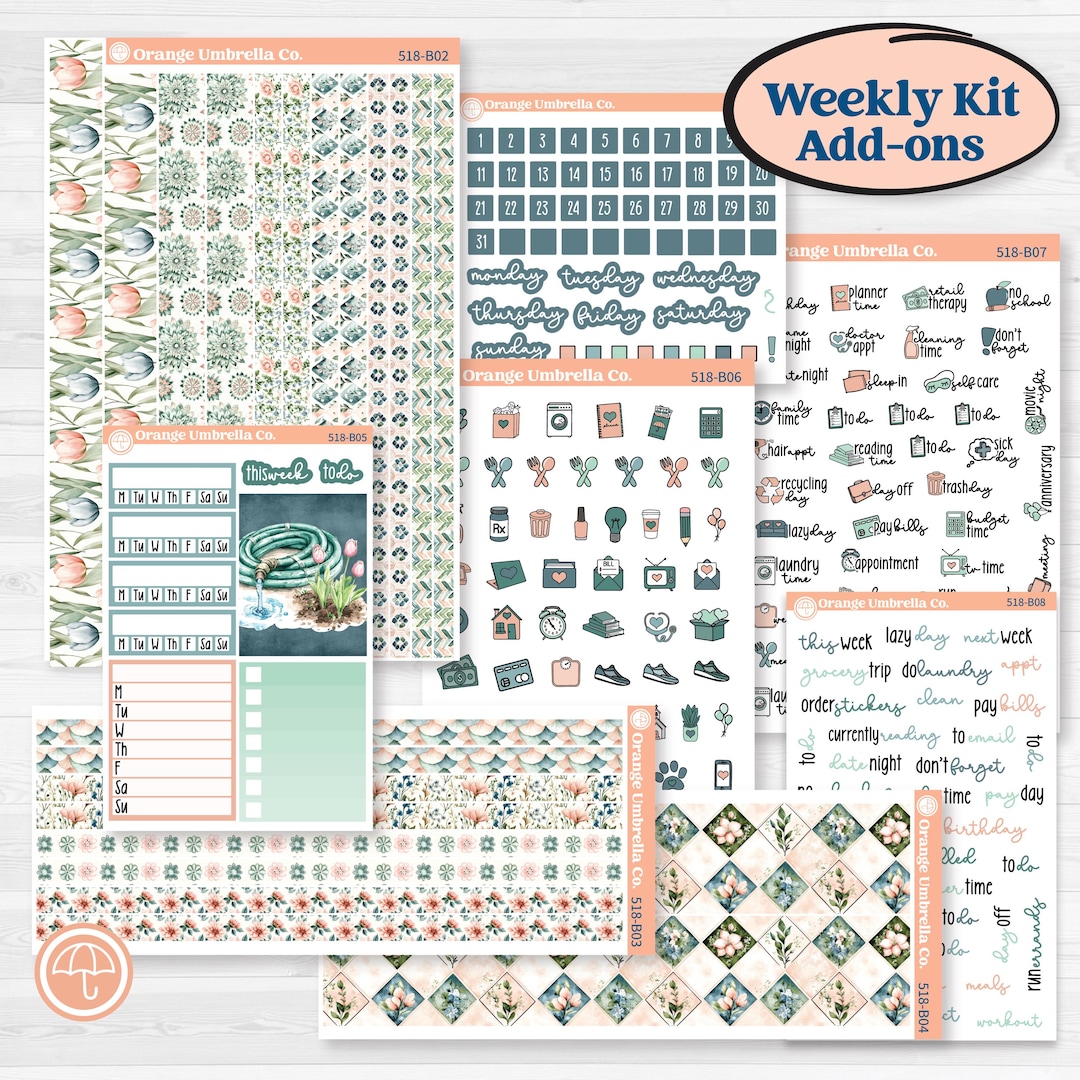 Spring Floral Kit | Weekly Add-on Planner Kit Stickers | Garden Oasis ...