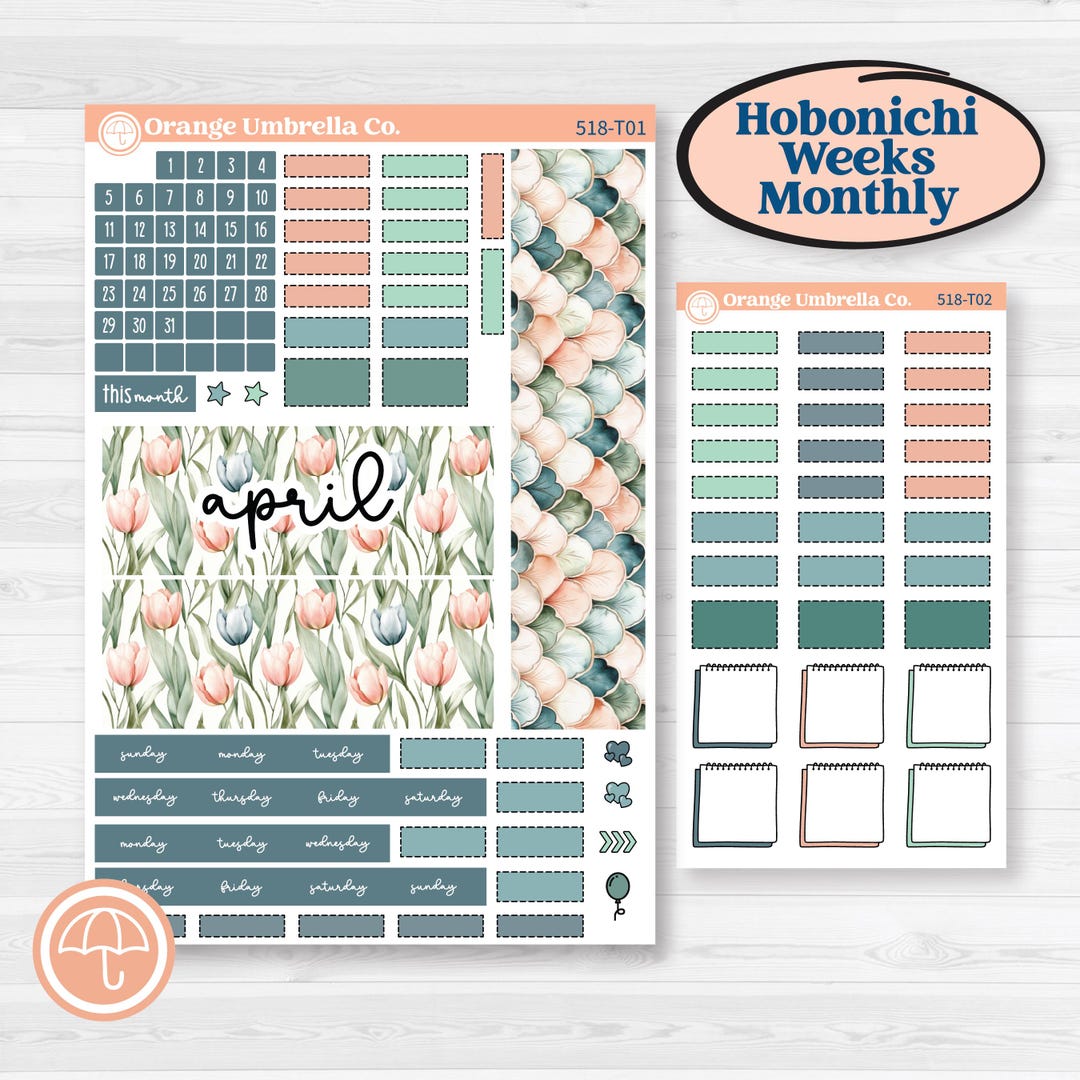 Spring Floral Kit | Hobonichi Weeks Monthly Planner Kit Stickers ...