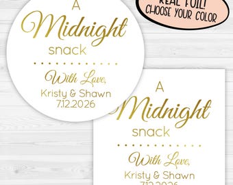 Midnight Snack Wedding Sticker | Wedding Favor Stickers | Cake Box Wedding Labels | 135-F