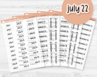 Dates of the Month Planner Stickers and Labels | F17 Print Clear Matte | B-778-783-BCM