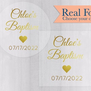 Baptism, First Communion Stickers, Foiled First Holy Communion For Favors or Envelope Seals (#305-CF)
