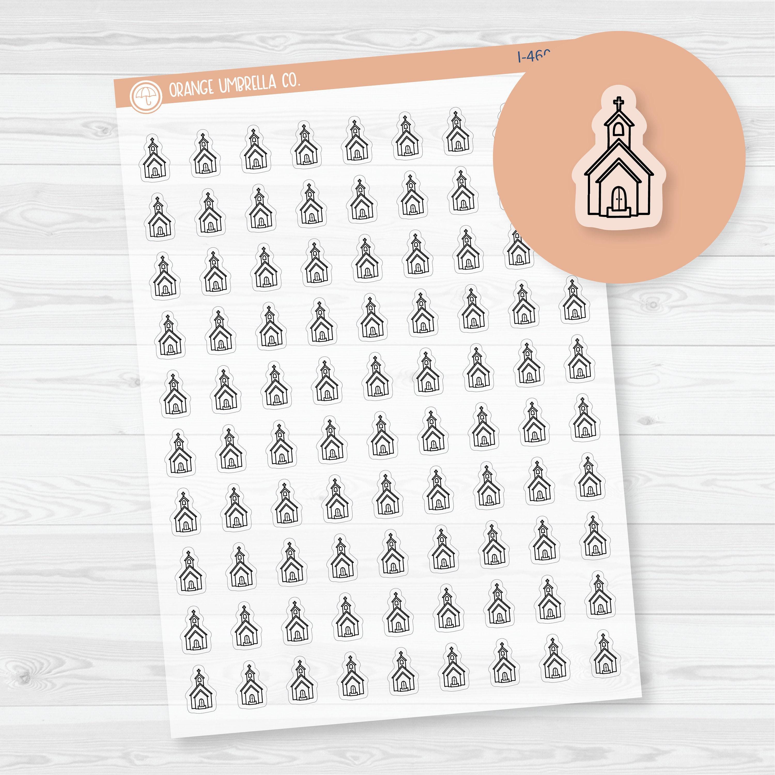 Go to Church Icons | Hand Doodled Church Planner Stickers | Clear Matte ...