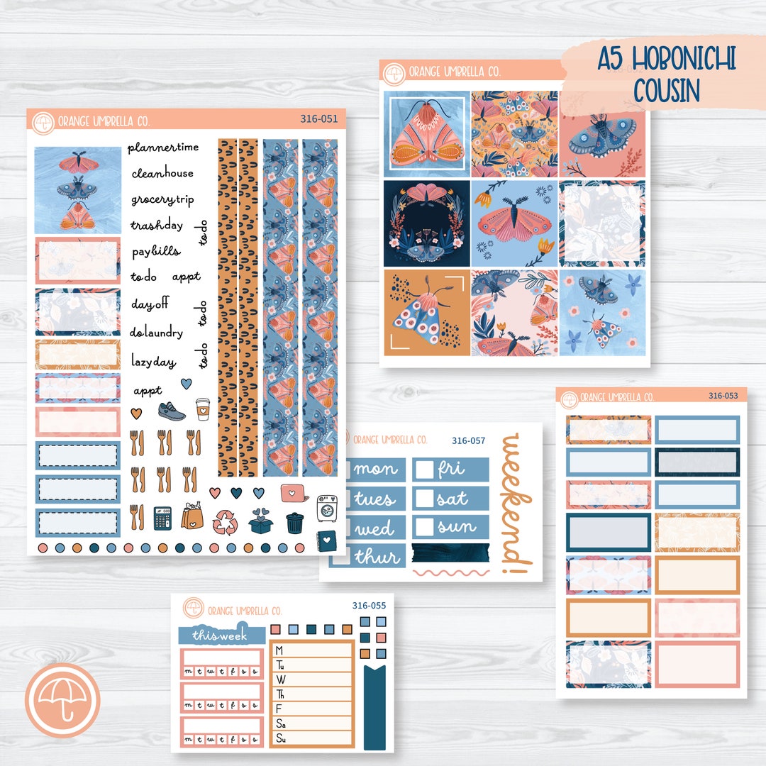 Spring Butterfly & Moths Hobonichi Cousin Planner Kit Stickers Flutter ...