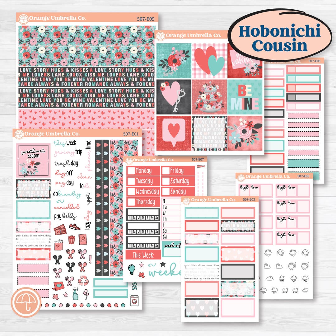 Sweet Valentine Florals | Hobonichi Cousin Weekly & Daily Planner Kit ...