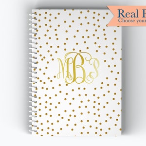 Polka Dot in Color Foil Monogram Cover - Personalized Custom Spiral Journal Notebook | Foil | NB-013-F