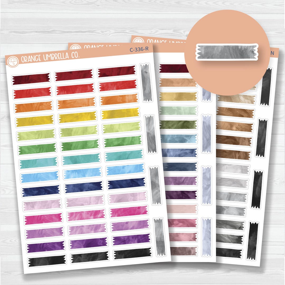 Washi Tape Torn Strips | Watercolor Deco Planner Stickers | C-336 - Etsy