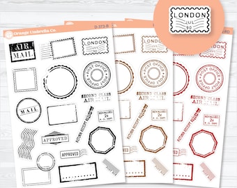Vintage Postmark Stamp Stickers for Scrapbooking, Junk Journaling, Planners | D-373