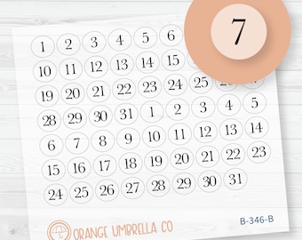 Pegatinas para agenda con diseño de puntos y fecha / Círculo transparente mate / B-346-BCM