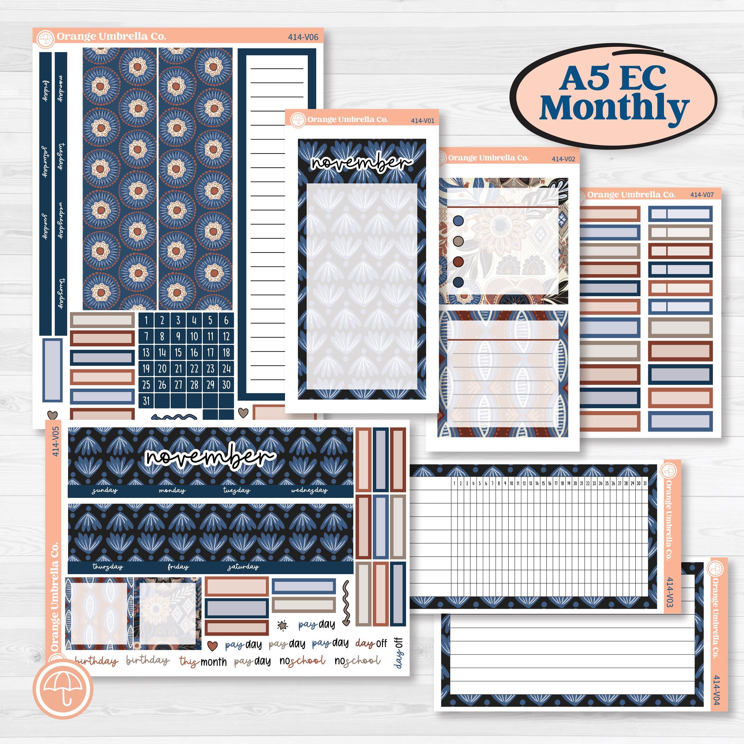 Patterned Boho Sticker Kit | A5 Erin Condren Monthly & Dashboard ...