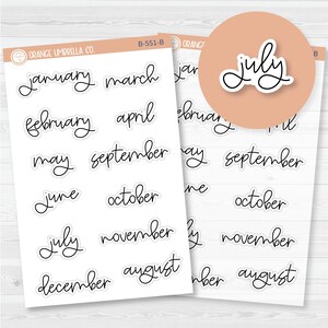 Month Name Planner Stickers - 7x9 Plum Monthly | FC12 Script | B-551-B