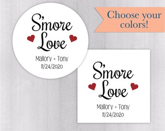 S'more Stickers, S'more Labels, S'more Love Favor Stickers, S'more Love Labels (#076-WH)