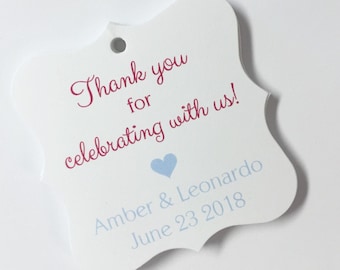 Wedding Favor Tags, Celebrating Wedding Tags, Custom Wedding Tags, Custom Wedding Hang Tags  (FS-017)